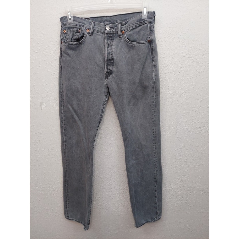 Levis 501 Jeans Mens 32x32 Gray Button Fly Straight Fit Classic Denim Cotton